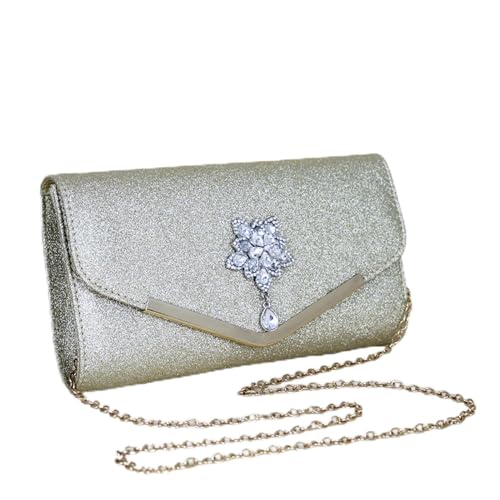 Jubilofex Abendtasche für Damen, Hochzeitstasche mit Kette | Magnetverschluss Handtasche Schultergurt elegant für Mädchen Freundin Schwester, gold, Se référer au descriptif von Jubilofex