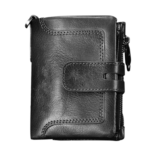 Jubilofex Kuhläsesoten Leder Brieftasche für Männer | Anti-Diebstahl männliche Kreditkarten Brieftasche, Reißverschluss Schnalle Mehrere Karten-Slots Männliche Vintage Mode Wallet von Jubilofex