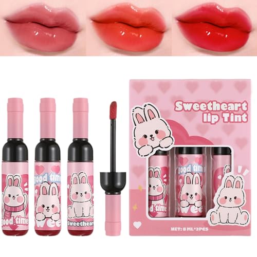 Jubilofex Lipgloss für Frauen – 3 Stück, wasserfest, Weinflaschenform, feuchtigkeitsspendend, schweißfest, Beauty-Zubehör, Lidschatten für Reisen, Party, Treffen von Jubilofex