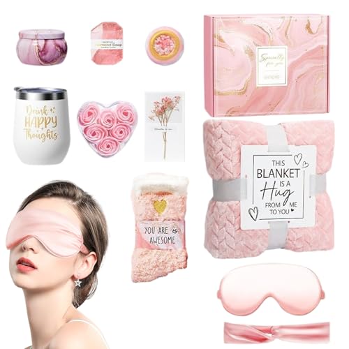 Jubilofex Persönliches Pflege-Set für Frauen | Spa & Körperpflege-Set, Entspannungs-Set mit Flanelldecke für Postpartnum, Muttertag, Ruhestand von Jubilofex