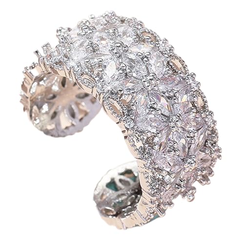 Jubilofex Zirkonia-Ringe, Blumenring, modische Fingerringe für Frauen | -Fingerdekoration, verstellbares Schmuckfingerzubehör für von Jubilofex