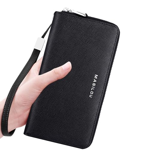 -Kreditorganisator - Zipper -Hülle, Lederhülle | Multi -Slot -Identitätsinhaber, Reisesicherheits -Geldpass -Brieftasche für kompakte Aufbewahrung langklappbarer Geschäftszubehör -Zubehör -Bankka von Jubilofex