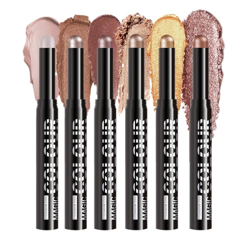 Lidschatten Stick | Shimmer Eye Beauty Pen - 6 glatte Farben mit langanhaltendem Creme-Lidschattenstab für Reisen Urlaub Hochzeit Kostüm von Jubilofex