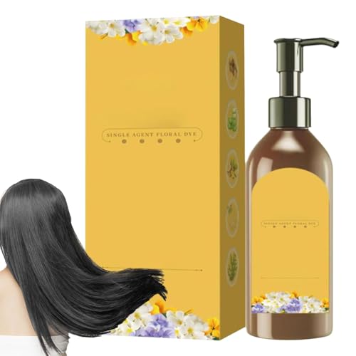 Pflanze Einzeldosis Blumenfarbstoff - Farbstoffbasis mit blumiger Dosis pflanzlicher Basis, langlebiges natürliches Haarfarbstoff Shampoo für Frauen, ältere Menschen, Oma von Jubilofex