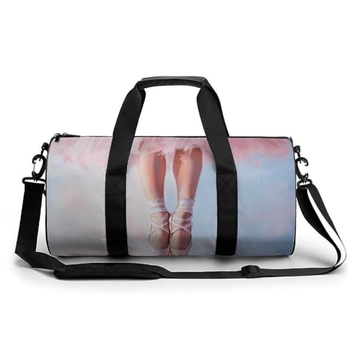 Ballerina Schuhe Beine Rosa Ästhetische Reise Turnbeutel für Damen Herren Zylindrische Seesack Sport Workout Tasche mit Schultergurt von Jubonexis
