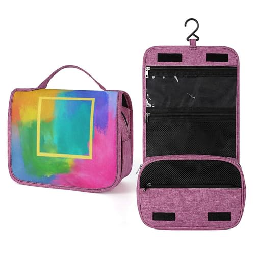 Bunte quadratische Reise-Kulturbeutel für Damen, zum Aufhängen, Make-up-Organizer mit Haken für Shampoo von Jubonexis