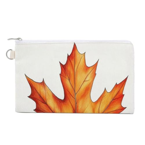 Canvas-Geldbörse, Ahornblatt im Herbst, Münzgeldbörse, Reißverschluss, kleine Kosmetiktasche von Jubonexis