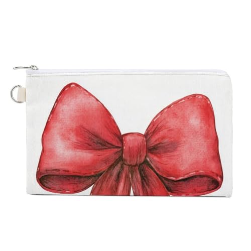 Canvas-Geldbörse, Weihnachten, Aquarell, rote Schleife, Münzgeldbörse, Reißverschluss, kleine Kosmetiktasche von Jubonexis
