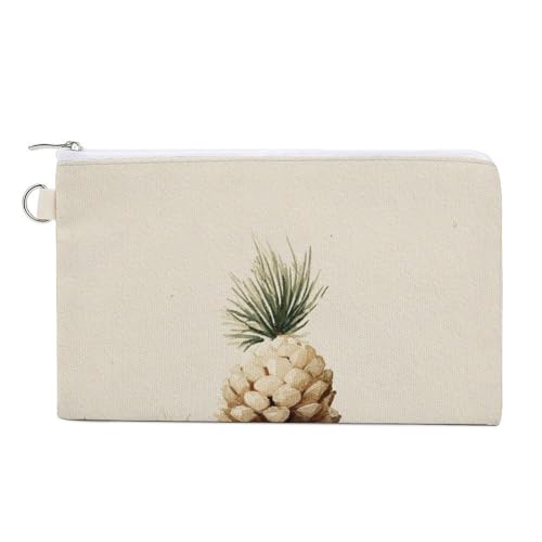 Canvas-Geldbörse, Weihnachten, Vintage, ästhetisch, beigefarbener Tannenzapfen, Münzgeldbörse, Reißverschluss, kleine Kosmetiktasche von Jubonexis