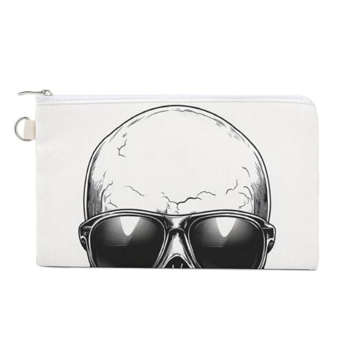 Canvas-Geldbörse, cooler Totenkopf mit Sonnenbrille, Münzgeldbörse, Reißverschluss, kleine Kosmetiktasche Canvas-Geldbörse, cooler Totenkopf mit Sonnenbrille, Münzgeldbörse, Reißverschluss, kleine Kosmetiktasche von Jubonexis