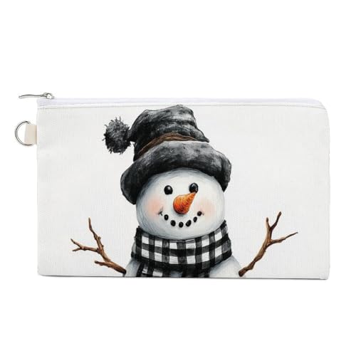 Canvas-Geldbörse, niedlicher Schneemann, Aquarell, ästhetischer Druck, Münzgeldbörse, Reißverschluss, kleine Kosmetiktasche von Jubonexis