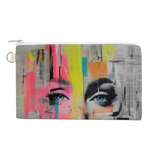 Canvas Wallet Bag,Abstract Woman Newspaper Pop Art Print Coin Purse, Zipper Change Purse,Small Cosmetic Bag von Jubonexis
