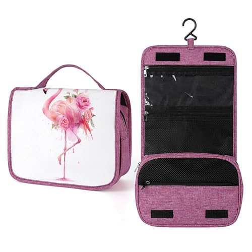 Eleganter rosa Flamingo-Reise-Kulturbeutel für Damen, Make-up-Organizer zum Aufhängen mit Haken für Shampoo Eleganter rosa Flamingo-Reise-Kulturbeutel für Damen, Make-up-Organizer zum Aufhängen mit Haken für Shampoo von Jubonexis
