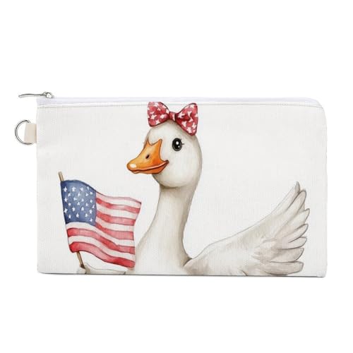 Geldbörse aus Segeltuch, Aquarell, weiße Gänserot, Gummistiefel, Münzgeldbörse, Reißverschluss, kleine Kosmetiktasche von Jubonexis