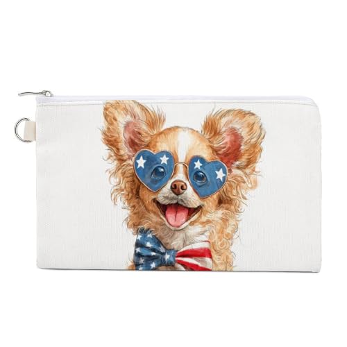 Geldbörse aus Segeltuch, Chihuahua-Hund mit Sonnenbrille, Münzgeldbörse, Reißverschluss, kleine Kosmetiktasche Geldbörse aus Segeltuch, Chihuahua-Hund mit Sonnenbrille, Münzgeldbörse, Reißverschluss, kleine Kosmetiktasche von Jubonexis