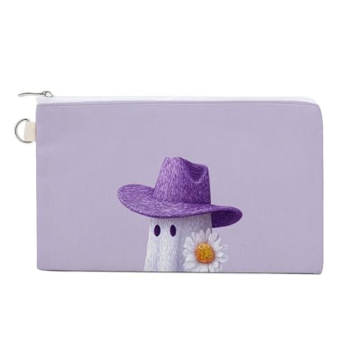 Geldbörse aus Segeltuch, Cowboy-Geist in violettem Hut, Stiefeln, Münzgeldbörse, Reißverschluss, kleine Kosmetiktasche von Jubonexis