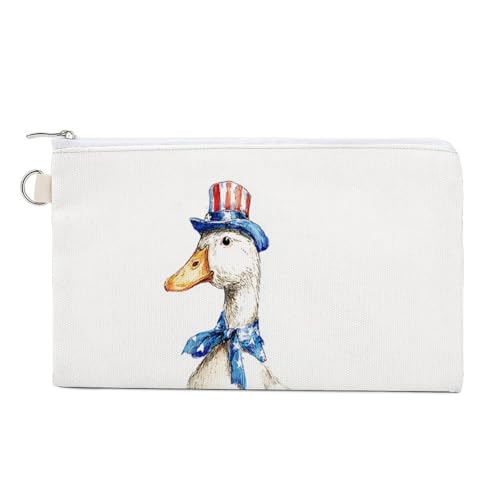 Geldbörse aus Segeltuch, Ente mit Hut, Münzgeldbörse, Reißverschluss, kleine Kosmetiktasche von Jubonexis