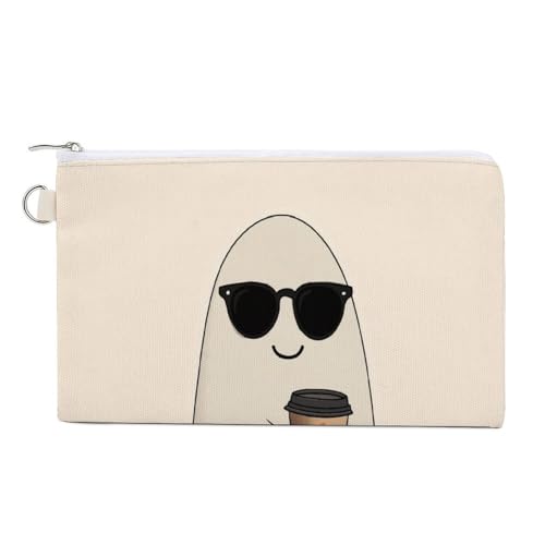 Geldbörse aus Segeltuch, Motiv: Geist mit schwarzer Sonnenbrille, Münzgeldbörse mit Reißverschluss, kleine Kosmetiktasche von Jubonexis