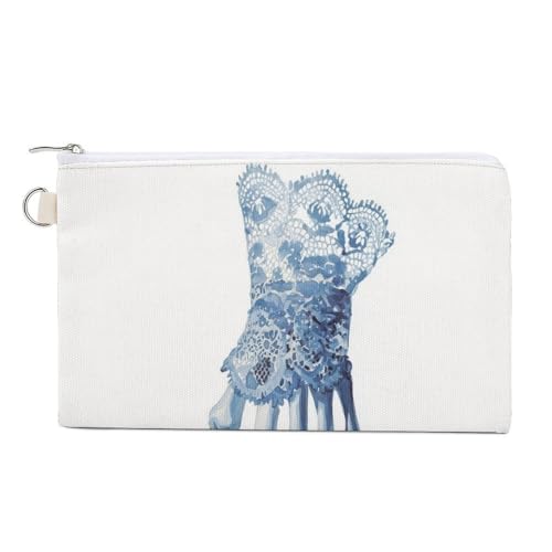 Geldbörse aus Segeltuch, Skelett-Hand mit Spitzen-Handschuh-Druck, Münzgeldbörse, Reißverschluss, kleine Kosmetiktasche Geldbörse aus Segeltuch, Skelett-Hand mit Spitzen-Handschuh-Druck, Münzgeldbörse, Reißverschluss, kleine Kosmetiktasche von Jubonexis