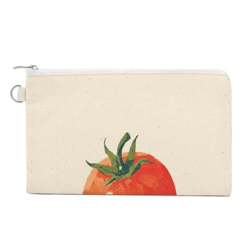 Geldbörse aus Segeltuch, Vintage-Stil, Kirschtomaten-Druck, Münzgeldbörse, Reißverschluss, kleine Kosmetiktasche von Jubonexis