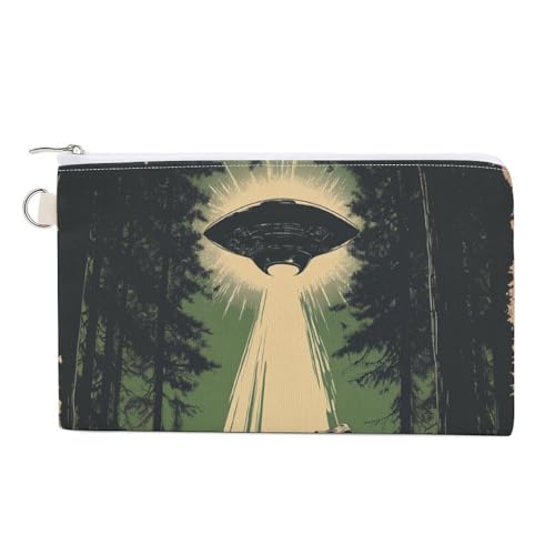 Geldbörse aus Segeltuch, Wald-Dinosaurier-Vintage-Druck, Münzgeldbörse, Reißverschluss, kleine Kosmetiktasche von Jubonexis