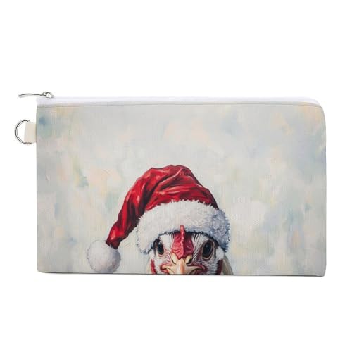 Geldbörse aus Segeltuch, Weihnachtsmannmütze, Huhn-Halskette, Weihnachtsbeleuchtung, Münzgeldbörse, Reißverschluss, kleine Kosmetiktasche Geldbörse aus Segeltuch, Weihnachtsmannmütze, Huhn-Halskette, Weihnachtsbeleuchtung, Münzgeldbörse, Reißverschluss, kleine Kosmetiktasche von Jubonexis