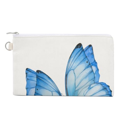 Geldbörse aus Segeltuch, blau-grüne Schmetterlinge, Münzgeldbörse, Reißverschluss, Kleingeldtasche, kleine Kosmetiktasche von Jubonexis