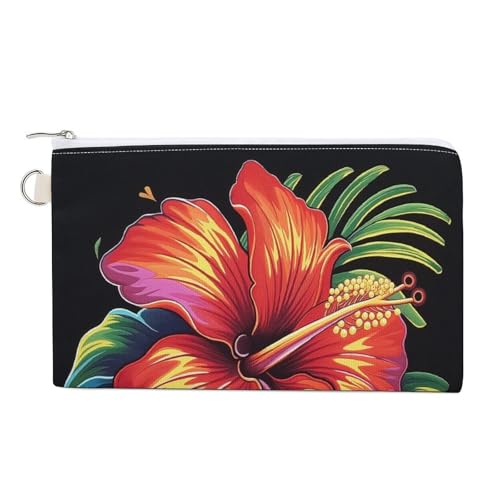 Geldbörse aus Segeltuch, buntes Blumen-Cartoon-Druck, Münzgeldbörse, Reißverschluss, kleine Kosmetiktasche von Jubonexis