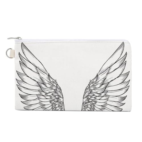 Geldbörse aus Segeltuch, einfache Umrisse von Engelsflügeln, Münzgeldbörse, Reißverschluss, kleine Kosmetiktasche von Jubonexis