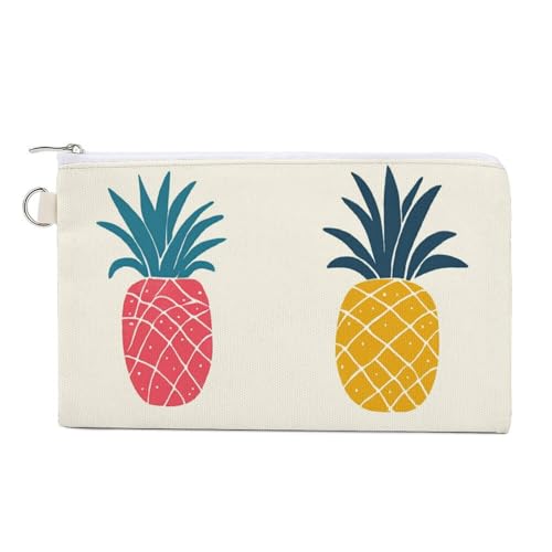 Geldbörse aus Segeltuch, minimalistisches Obstmuster, Ananas-Druck, Münzgeldbörse, Reißverschluss, kleine Kosmetiktasche von Jubonexis