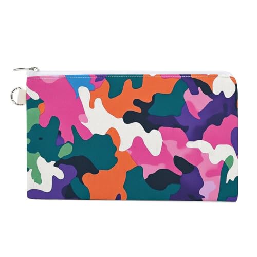 Geldbörse aus Segeltuch, orange/rosa, Camouflage-Druck, Münzgeldbörse, Reißverschluss, Kleingeldtasche, kleine Kosmetiktasche von Jubonexis