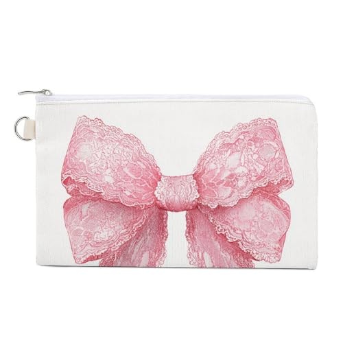 Geldbörse aus Segeltuch, rosa Spitze mit Schleife, Münzgeldbörse, Reißverschluss, kleine Kosmetiktasche Geldbörse aus Segeltuch, rosa Spitze mit Schleife, Münzgeldbörse, Reißverschluss, kleine Kosmetiktasche von Jubonexis
