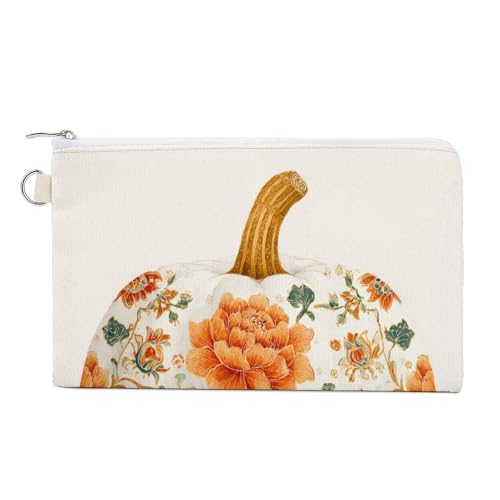Geldbörse aus Segeltuch, weißer Kürbis mit Chinoiserie-Muster, Münzgeldbörse, Reißverschluss, kleine Kosmetiktasche von Jubonexis