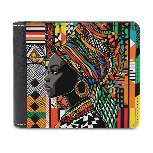 Jubonexis Afrikanische Frau, Tribal-Kopfbedeckung, weiches PU-Leder, Bifold Wallet, Münzgeldbörse, Kreditkartenetui, langlebig, Kartenhalter, schlanke Geldscheinfach für Männer und Frauen von Jubonexis