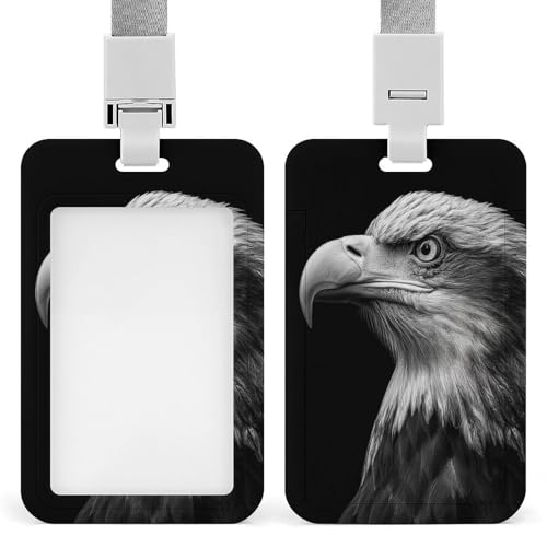 Jubonexis Ausweishalter, Adler, Hochformat, einziehbarer Clip, Kartenschutz, Namensschild, Namensschild, für Arbeit, Büro, Arzt, Krankenschwester, Schwarz und Weiß Jubonexis Ausweishalter, Adler, Hochformat, einziehbarer Clip, Kartenschutz, Namensschild, Namensschild, für Arbeit, Büro, Arzt, Krankenschwester, Schwarz und Weiß von Jubonexis