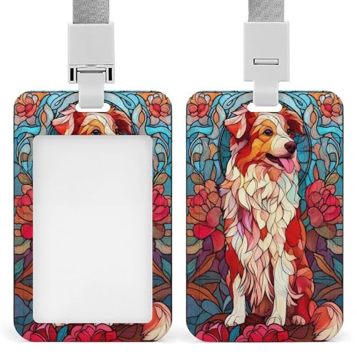 Jubonexis Ausweishalter, Buntglas, Hund, Blumen, einziehbarer Clip, Kartenschutz, Namensschild, Namensschild für Arbeit, Büro, Arzt, Krankenschwester Jubonexis Ausweishalter, Buntglas, Hund, Blumen, einziehbarer Clip, Kartenschutz, Namensschild, Namensschild für Arbeit, Büro, Arzt, Krankenschwester von Jubonexis