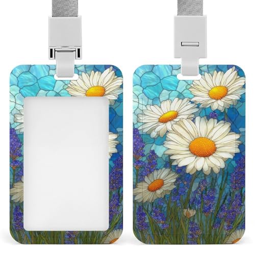 Jubonexis Ausweishalter, Buntglas, weiße Gänseblümchen, Lavendel, einziehbarer Clip, Kartenschutz, Namensschild, Namensschild, für Arbeit, Büro, Arzt, Krankenschwester Jubonexis Ausweishalter, Buntglas, weiße Gänseblümchen, Lavendel, einziehbarer Clip, Kartenschutz, Namensschild, Namensschild, für Arbeit, Büro, Arzt, Krankenschwester von Jubonexis