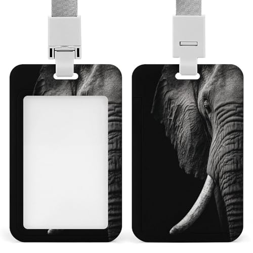 Jubonexis Ausweishalter, Elefant, einziehbarer Clip, Kartenschutz, Namensschild, Namensschild, für Arbeit, Büro, Arzt, Krankenschwester, Schwarz und Weiß Jubonexis Ausweishalter, Elefant, einziehbarer Clip, Kartenschutz, Namensschild, Namensschild, für Arbeit, Büro, Arzt, Krankenschwester, Schwarz und Weiß von Jubonexis