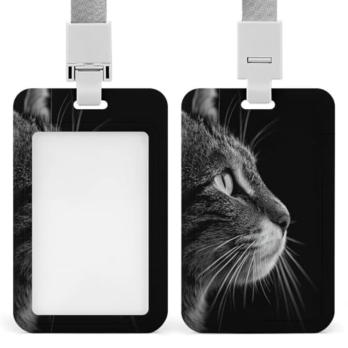 Jubonexis Ausweishalter für Hauskatze, einziehbarer Clip, Kartenschutz, Namensschild, Namensschild, für Arbeit, Büro, Arzt, Krankenschwester, Schwarz und Weiß Jubonexis Ausweishalter für Hauskatze, einziehbarer Clip, Kartenschutz, Namensschild, Namensschild, für Arbeit, Büro, Arzt, Krankenschwester, Schwarz und Weiß von Jubonexis