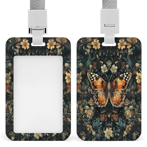 Jubonexis Ausweishalter mit Schmetterlings-Blumenmotiven, einziehbarer Clip, Kartenschutz, Namensschild, Namensschild, für Arbeit, Büro, Arzt, Krankenschwester, Orange / Schwarz Jubonexis Ausweishalter mit Schmetterlings-Blumenmotiven, einziehbarer Clip, Kartenschutz, Namensschild, Namensschild, für Arbeit, Büro, Arzt, Krankenschwester, Orange / Schwarz von Jubonexis