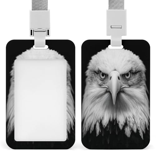 Jubonexis Ausweishalter mit Weißkopfseeadler, einziehbarer Clip, Kartenschutz, Namensschild, Namensschild, für Arbeit, Büro, Arzt, Krankenschwester, Schwarz und Weiß Jubonexis Ausweishalter mit Weißkopfseeadler, einziehbarer Clip, Kartenschutz, Namensschild, Namensschild, für Arbeit, Büro, Arzt, Krankenschwester, Schwarz und Weiß von Jubonexis