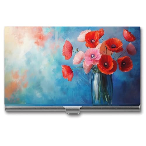 Jubonexis Bouquet of Poppies Visitenkartenetui Tasche Slim Metall Visitenkartenetui für Damen Herren von Jubonexis