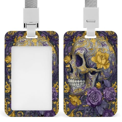 Jubonexis Buntglas-Ausweishalter, Boho-Stil, Retro, gelber Totenkopf-Ausweishalter, einziehbarer Clip, Kartenschutz, Namensschild, Namensschild, für Arbeit, Büro, Arzt, Krankenschwester Jubonexis Buntglas-Ausweishalter, Boho-Stil, Retro, gelber Totenkopf-Ausweishalter, einziehbarer Clip, Kartenschutz, Namensschild, Namensschild, für Arbeit, Büro, Arzt, Krankenschwester von Jubonexis