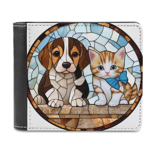 Jubonexis Buntglas-Geldbörse mit Welpe und Kätzchen, weiches PU-Leder, Bifold Wallet, Münzgeldbörse, Kreditkartenetui, robuster Kartenhalter, schlanke Geldscheinfach für Männer und Frauen Jubonexis Buntglas-Geldbörse mit Welpe und Kätzchen, weiches PU-Leder, Bifold Wallet, Münzgeldbörse, Kreditkartenetui, robuster Kartenhalter, schlanke Geldscheinfach für Männer und Frauen von Jubonexis