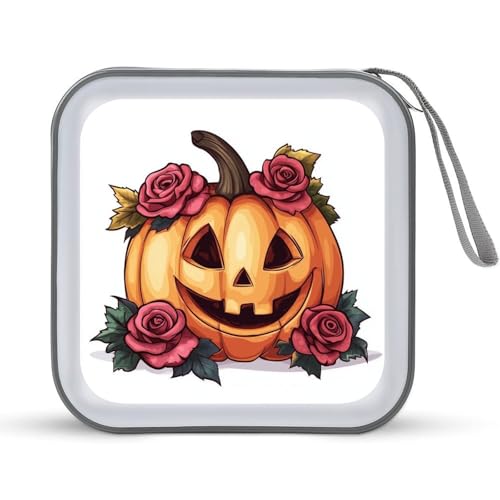 Jubonexis CD-Hülle, Cartoon-Kürbis-Motiv, dekoriert mit Rose, DVD-Aufbewahrung, tragbar, für Auto, Zuhause, Reisen Jubonexis CD-Hülle, Cartoon-Kürbis-Motiv, dekoriert mit Rose, DVD-Aufbewahrung, tragbar, für Auto, Zuhause, Reisen von Jubonexis
