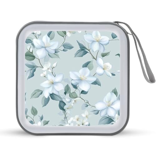 Jubonexis CD-Hülle, DVD-Aufbewahrungsbox, Jasminblüten in Hellblau von Jubonexis
