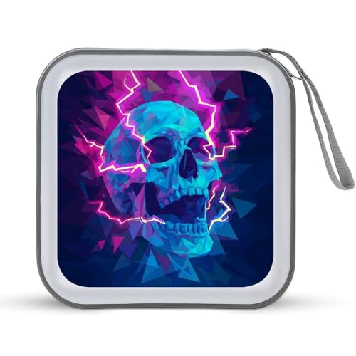 Jubonexis CD-Hülle, Totenkopf mit neonfarbenen abstrakten CDs, DVD-Aufbewahrung, tragbar, für Auto, Zuhause, Reisen Jubonexis CD-Hülle, Totenkopf mit neonfarbenen abstrakten CDs, DVD-Aufbewahrung, tragbar, für Auto, Zuhause, Reisen von Jubonexis