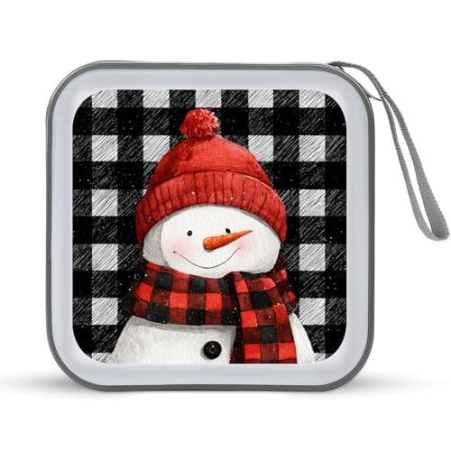 Jubonexis CD-Hülle mit Schneemann mit rotem Hut, Schal, DVD-Aufbewahrung, tragbar, für Auto, Zuhause, Reisen von Jubonexis