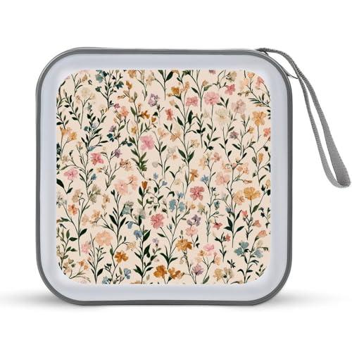 Jubonexis CD-Hülle mit kleinen Blumen, Blattmuster, Hellbeige, CD-Hülle, DVD-Aufbewahrung, tragbar, für Auto, Zuhause, Reisen Jubonexis CD-Hülle mit kleinen Blumen, Blattmuster, Hellbeige, CD-Hülle, DVD-Aufbewahrung, tragbar, für Auto, Zuhause, Reisen von Jubonexis