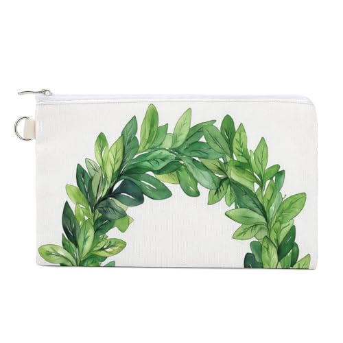 Jubonexis Canvas-Geldbörse, Kranz, Aquarelldruck, Münzgeldbörse, Reißverschluss, kleine Kosmetiktasche von Jubonexis